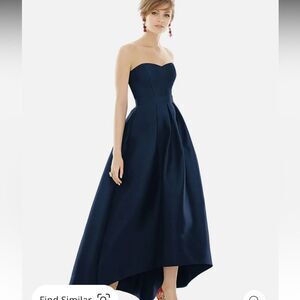 ALFRED SUNG Strapless Satin High Low Dress With Pockets Size 6 R